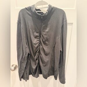 Mix & Co Charcoal Zip Front Hoodie Ruched Active Top Size 3X